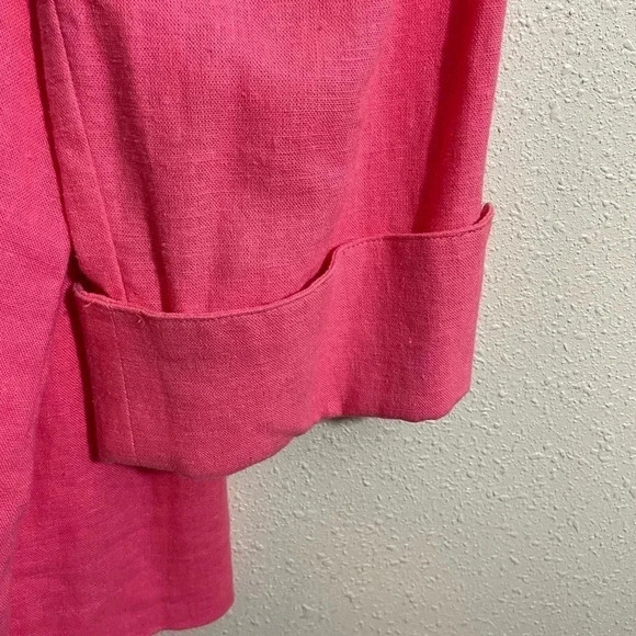 Vintage Leslie Fay Size 12 Coral Linen Blend Blazer Jacket Patch Pockets Relaxed - Picture 7 of 8